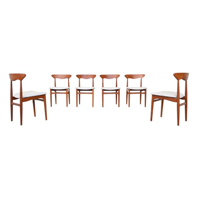 Dining Chairs in Teak attributed to Christian Linneberg, Denmark, 1960s, Set of 6 For Sale