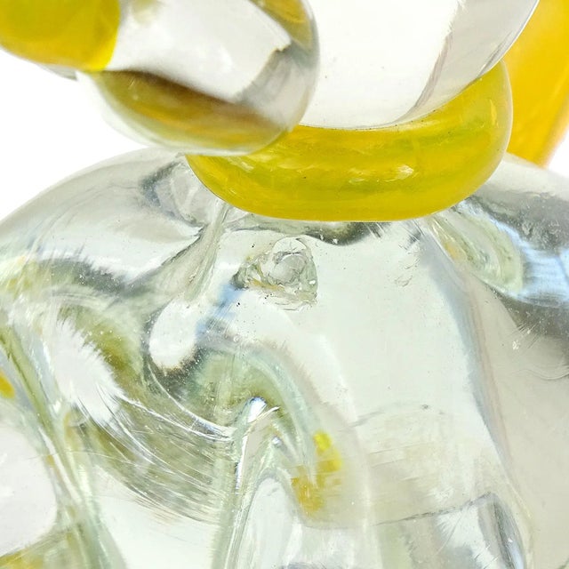 Figurative Vintage Murano Fratelli Toso Clear Yellow Italian Art Glass Puppy Dog Paperweight Figure Sculpture For Sale - Image 3 of 5
