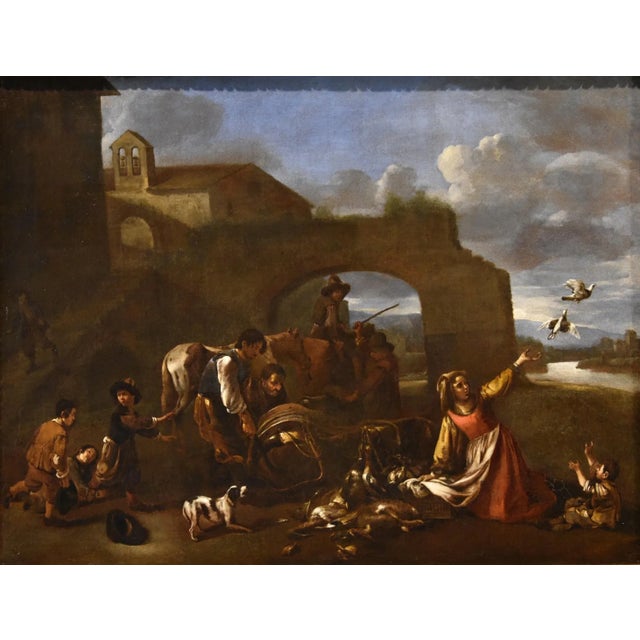 17th Century After Jan Miel, Landscape, 1650, Oil on Canvas For Sale - Image 5 of 14