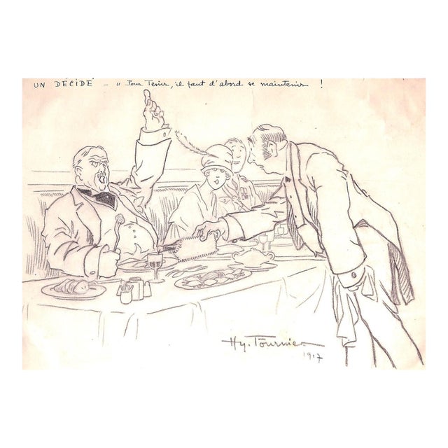 1910s Original Pencil Sketch "Un Decide" For Sale