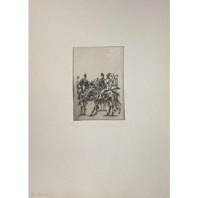 Military'' 1917s is a beautiful print in etching technique, realized by Anselmo Bucci (1887-1955). Hand signed. Numbered...