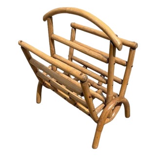 1940s Restored Rattan Magazine or Log Holder For Sale