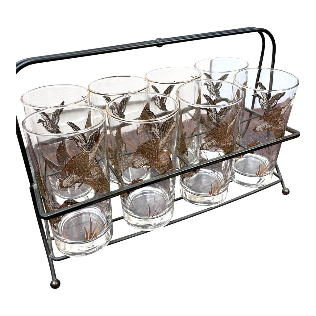 Vintage Gold Libbey Glass Co. Glasses | Chairish