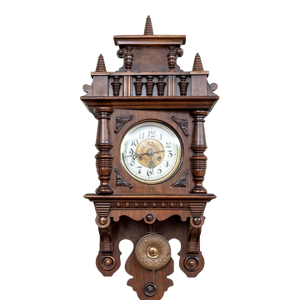 Antique Mahogany Hand Carved German Vienna Regulator Wall Clock