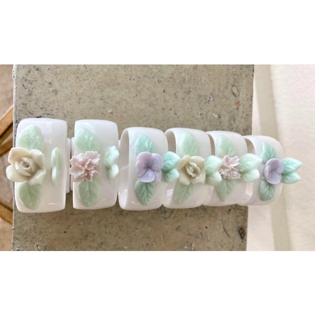 Off-white Mid 20th-Century Ardalt Lenwile Porcelain China Napkins Rings- Set of 6 For Sale - Image 8 of 13