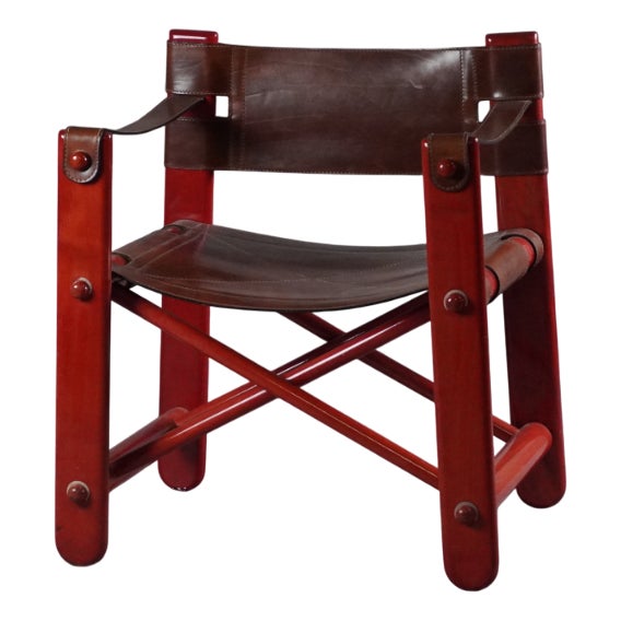 Bardella Chair in Wood and Leather by Umberto Brandigi for Poltronova, 1967 For Sale
