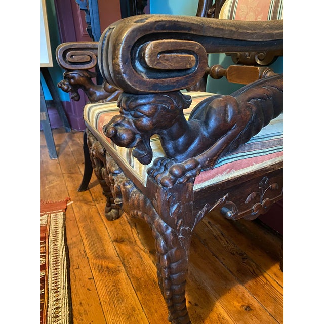 Neo-Renaissance Carved Wooden Reception Chair, France, Mid-19th Century For Sale - Image 3 of 6