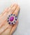 Early 21st Century Bochic Vintage Ruby, Tanzanite & Fancy Sapphire Candy Ring Set 18K Gold & Silver For Sale - Image 5 of 18