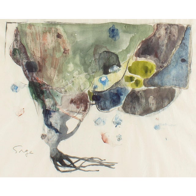 A 1956 watercolor painting, titled "Creation Series #1" by the Canadian artist Walter Sorge (1931-2021). This abstract...