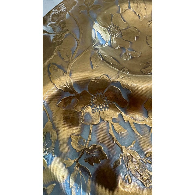 1960s Vintage Mid-Century Modern Glass Artist Palette Serving Platter Gold Gilt Floral Tray For Sale - Image 5 of 9