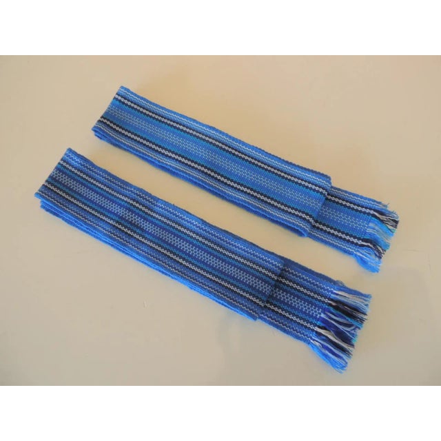 Boho Chic Blue and White Woven Ukrainian Ribbons/Belts Ribbons - Set of 4 For Sale - Image 3 of 8