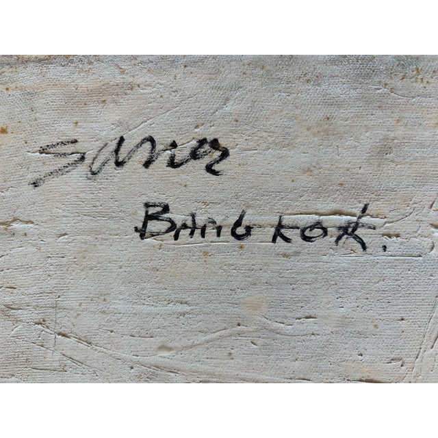 1960s 1960s Mid-Century Thai Impasto "Monk" Oil Painting by Saneh – Bangkok For Sale - Image 5 of 12