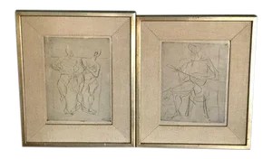 1948 Germany Abstract Figural Etchings by Eduard Bargheer