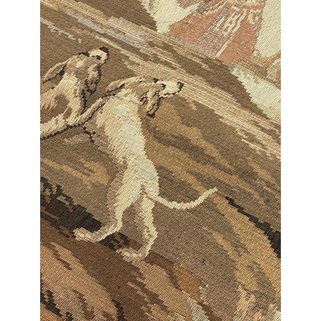 Large Vintage French Hunting with Hounds Jacquard Tapestry in the style of Aubusson, 1970s For Sale - Image 15 of 18