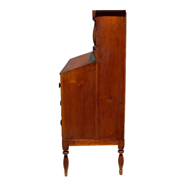 Antique Sheraton Birds Eye Maple & Cherry Vermont Tambour Secretary Desk For Sale - Image 10 of 12