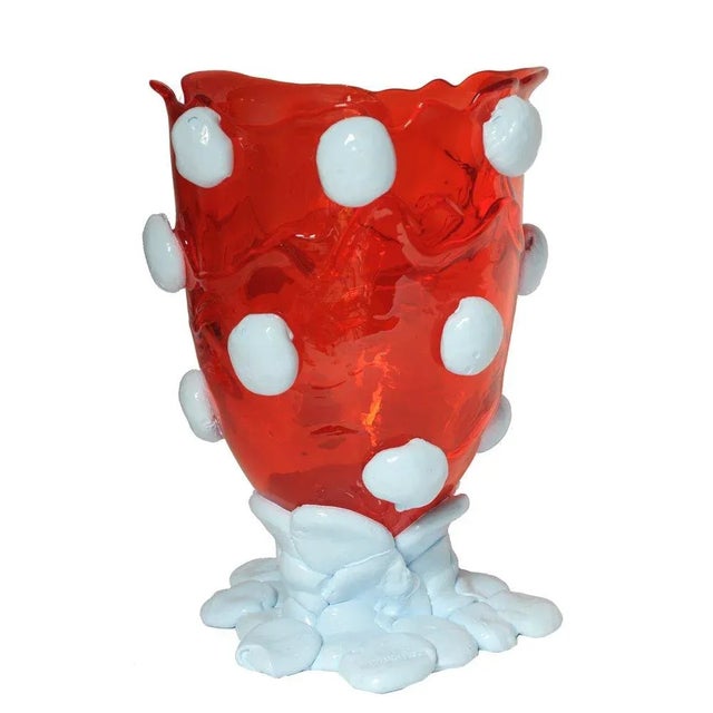 Gaetano Pesce Clear Red and Matt Pastel Blue Nugget Vase by Gaetano Pesce for Fish Design For Sale - Image 4 of 4