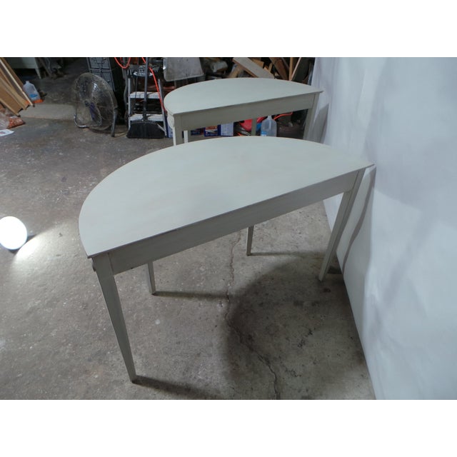 Wood Swedish Gustavian 4 Leg Demi Lunes For Sale - Image 7 of 9