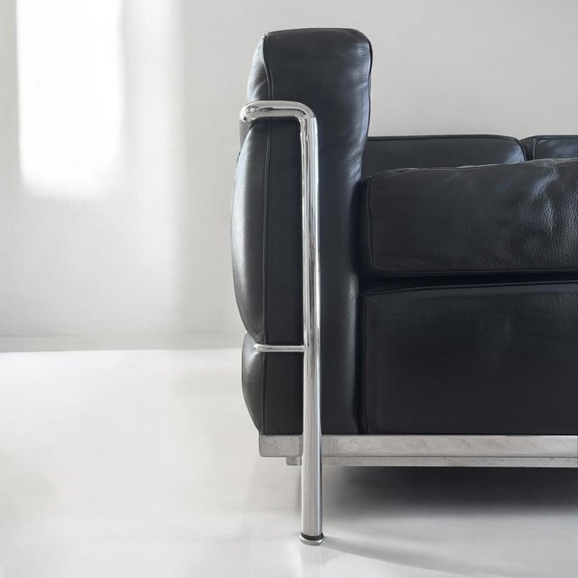 Lc2 two-seater sofa by le corbusier for cassina | italy, design 1928 – produced 2006 modernist design icon with steel...
