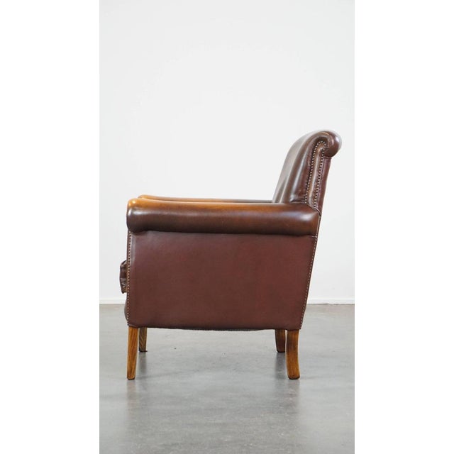 English Style Chair in Dark Brown Cowhide For Sale - Image 5 of 13