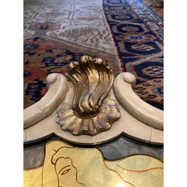 Wood Early 20th Century Maison Jansen Verre églomisé French Style Mid Century Carved Gilt Mirror For Sale - Image 7 of 11