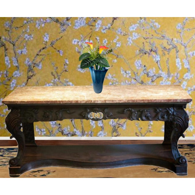 Large Blue Murano Ruffled Art Glass Vase For Sale - Image 10 of 12