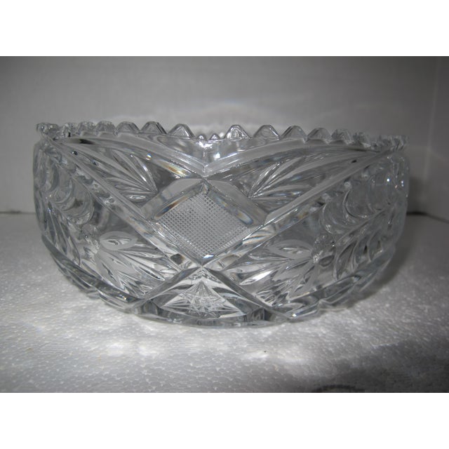 Hollywood Regency Large Mid 20th Century Cut Glass Serving Bowl For Sale - Image 3 of 8