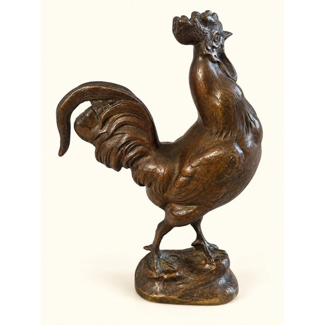 Brown 19th Century Bronze Gallic Rooster Figurine For Sale - Image 8 of 8