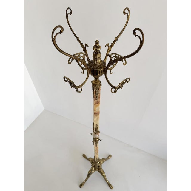 Vintage Italian Brass and Onyx Hall Tree Coat Rack with Rotating Crown and Female Faces, 1960s For Sale - Image 14 of 18