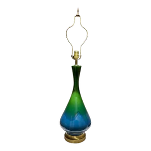 Mid 20th Century Blue and Green Drip Glaze Lamp