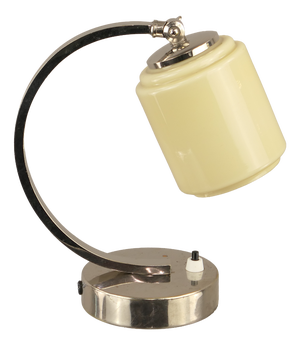Bauhaus Bedside Lamp in Chrome-Plated Brass with Overglazed Glass, 1930s