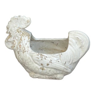 Vintage French Ceramic Cockerel Rooster Planter For Sale
