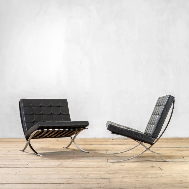 Mod. Mr90 Barcelona Lounge Chairs by Ludwig Mies Van Der Rohe for Knoll Inc. / Knoll International, 1960, Set of 2, in...