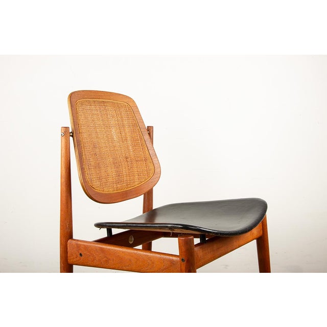 Black Danish Model FD 187 Chairs in Teak, Cane and Leather by Arne Vodder for France & Son, 1956, Set of 6 For Sale - Image 8 of 18