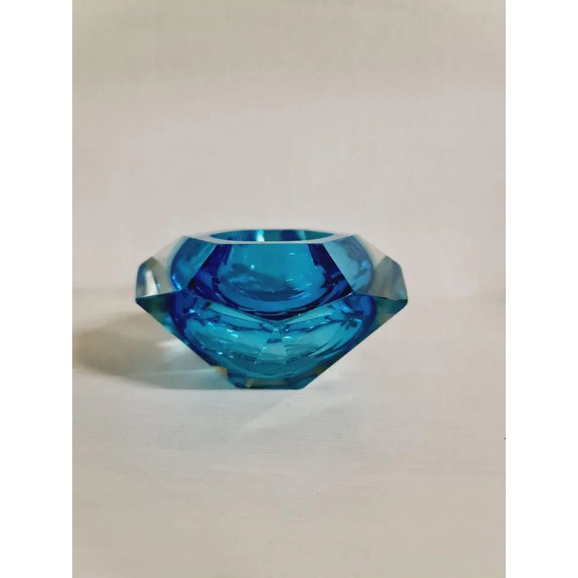 Mid-Century Blue Crystal Glass Bowl, 1960s For Sale - Image 4 of 9
