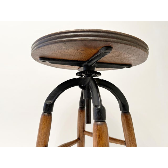 Antique Industrial Stool Engineers Drafting Stool Wood, 1900s | Chairish