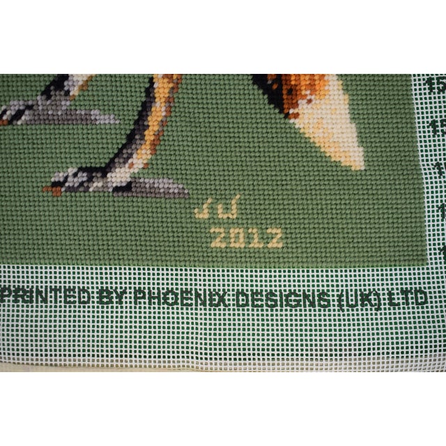 Hand Needlepoint 2012 Gold Fox/ Hunter Green Panel For Sale In New York - Image 6 of 7