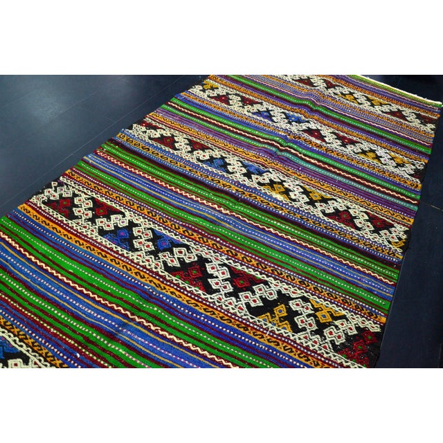 Tribal Vintage Turkish Handmade Kilim Rug For Sale - Image 3 of 11