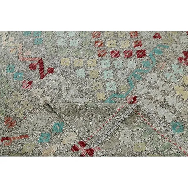 Mid-Century Modern Traditional Handwoven Geometric Swedish Flatweave Rug-8'1" X 9'10" For Sale - Image 3 of 12