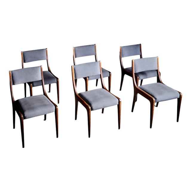 Grey Oak Dining Chairs by Johannes Krahn, 1950s, Set of 6 For Sale