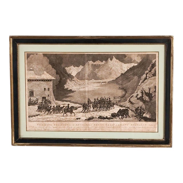 19th Century Engraving of Napoleon Crossing the St Bernard Pass For Sale