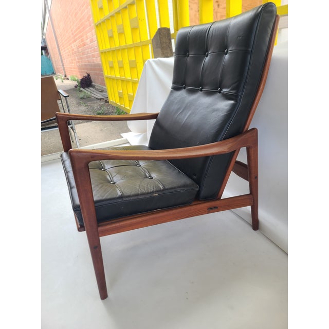 Orenas Teak Leather Lounge Chair Ib Kofod Larsen For Sale - Image 16 of 17