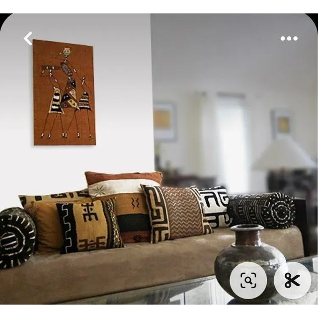 Textile African Large Mustard & White Mud Cloth Textile Mali 63" by 37" For Sale - Image 7 of 9