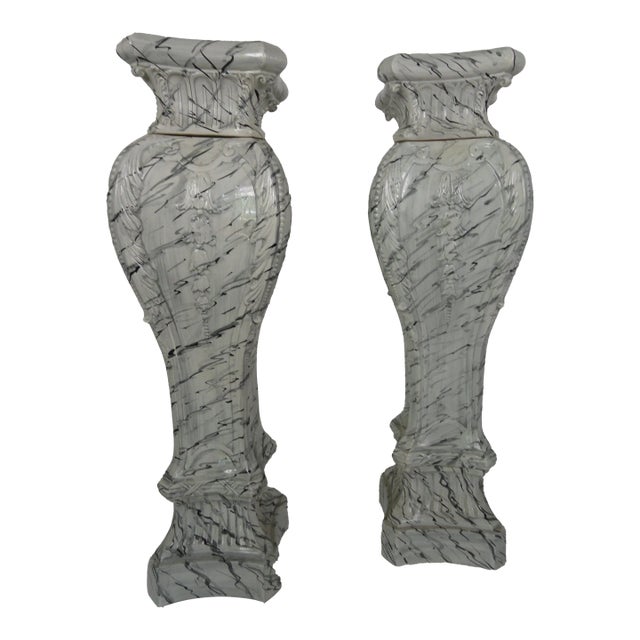 Mid-20th Century Swedish Ceramic Pedestals - a Pair For Sale