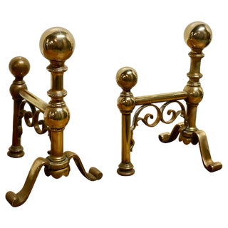 Very Attractive Brass Fire Dogs, 1880s For Sale
