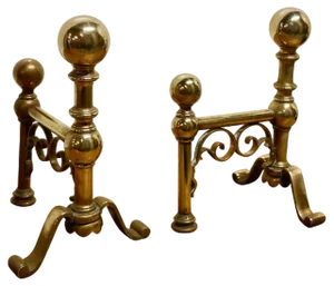 Very Attractive Brass Fire Dogs, 1880s