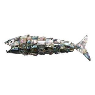 1960s Los Castillo Articulated Mexican Abalone and Brass Bottle Opener For Sale