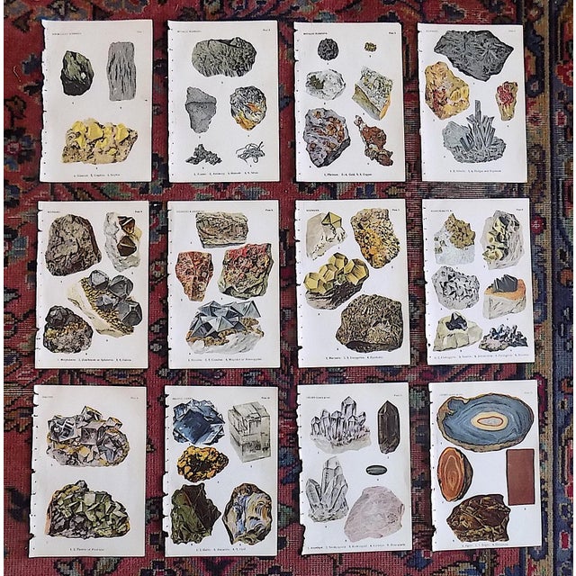 Silver Antique 1916 Mineral Lithographs - Set of 12 For Sale - Image 8 of 8
