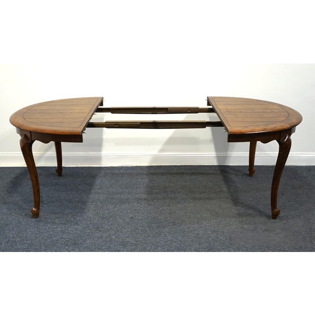 High End Vintage Solid Oak Early American Traditional 88" Oval Dining Table For Sale In Kansas City - Image 6 of 11