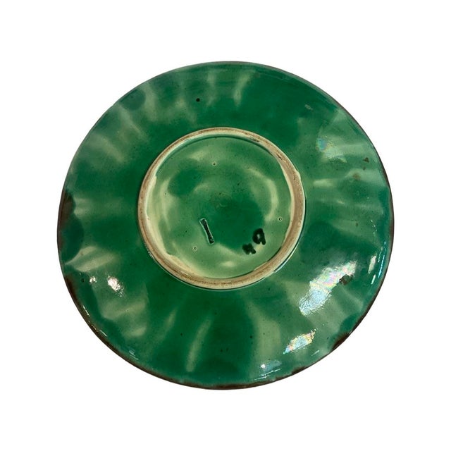 Stunning Late 19th Century Joseph Holdcroft Turquoise Flying Crane Majolica Plate, in the Aesthetic Japanese Style. The...
