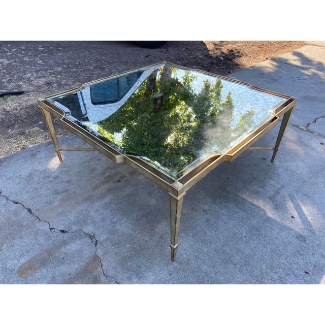 2000 - 2009 Vintage Louis XVI Style Wrought Iron and Antiqued Mirror Glass Top Coffee Table For Sale - Image 5 of 18